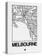 White Map of Melbourne-NaxArt-Stretched Canvas