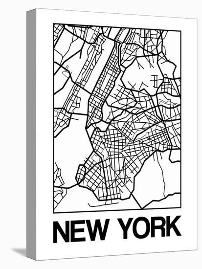 White Map of New York-NaxArt-Stretched Canvas