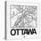 White Map of Ottawa-NaxArt-Stretched Canvas