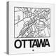 White Map of Ottawa-NaxArt-Stretched Canvas