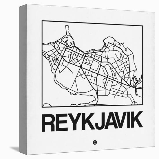 White Map of Reykjavik-NaxArt-Stretched Canvas