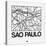 White Map of Sao Paulo-NaxArt-Stretched Canvas