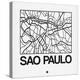 White Map of Sao Paulo-NaxArt-Stretched Canvas