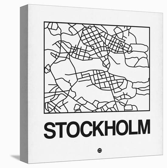 White Map of Stockholm-NaxArt-Stretched Canvas