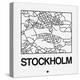 White Map of Stockholm-NaxArt-Stretched Canvas