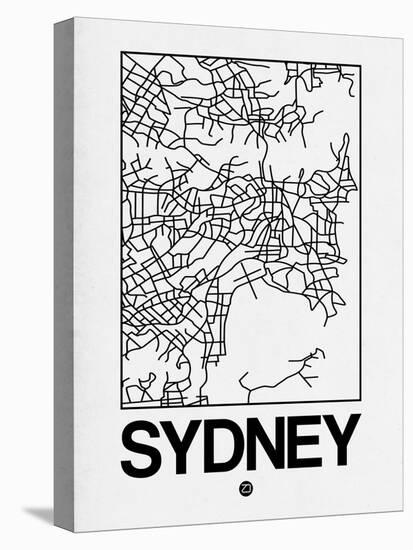 White Map of Sydney-NaxArt-Stretched Canvas