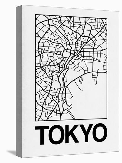 White Map of Tokyo-NaxArt-Stretched Canvas