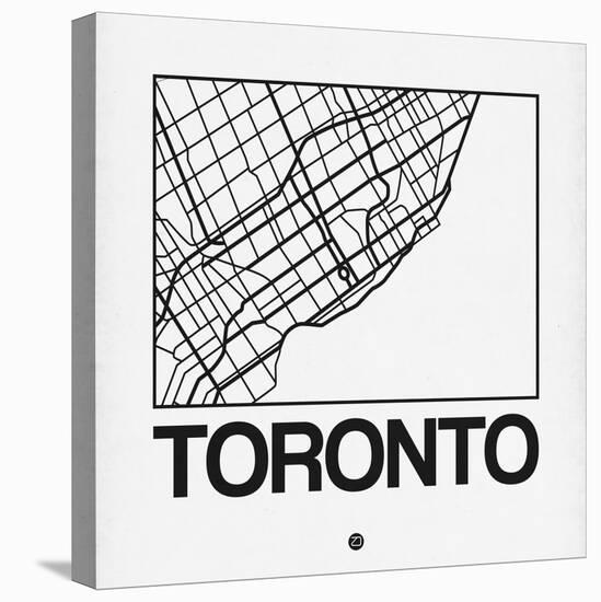 White Map of Toronto-NaxArt-Stretched Canvas