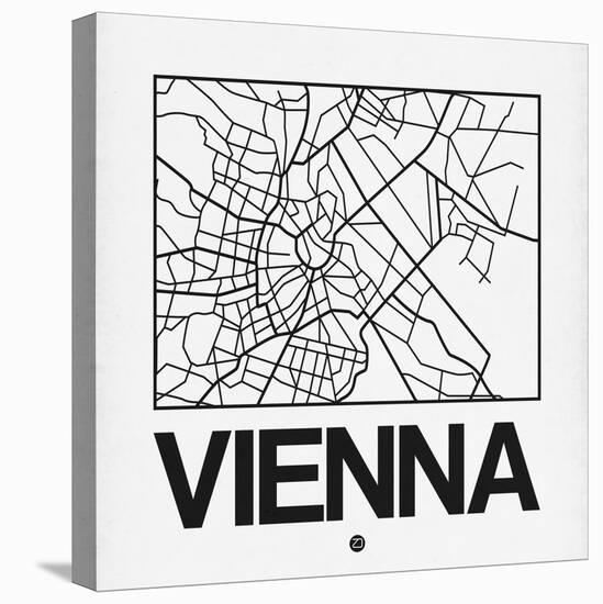 White Map of Vienna-NaxArt-Stretched Canvas