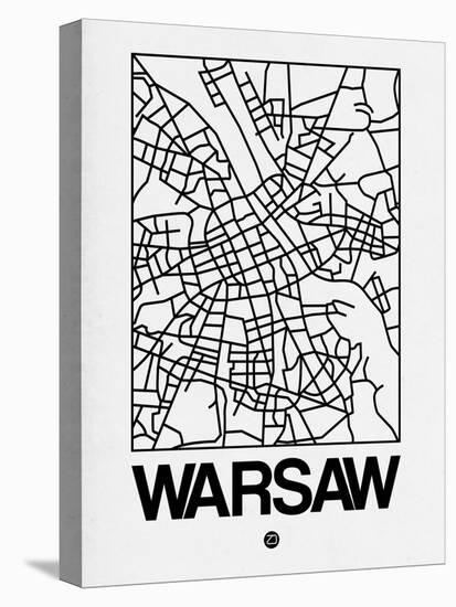 White Map of Warsaw-NaxArt-Stretched Canvas