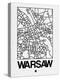 White Map of Warsaw-NaxArt-Stretched Canvas