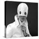 White Patent Leather Helmet with Eye Holes, 1960s-John French-Premier Image Canvas