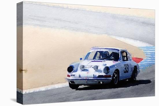 White Porsche 911 in Monterey Watercolor-NaxArt-Stretched Canvas