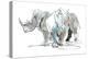 White Rhinos, Mount Etjo, 2020, (mixed media)-Mark Adlington-Premier Image Canvas