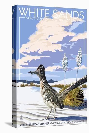 White Sands National Monument, New Mexico - Roadrunner-Lantern Press-Stretched Canvas