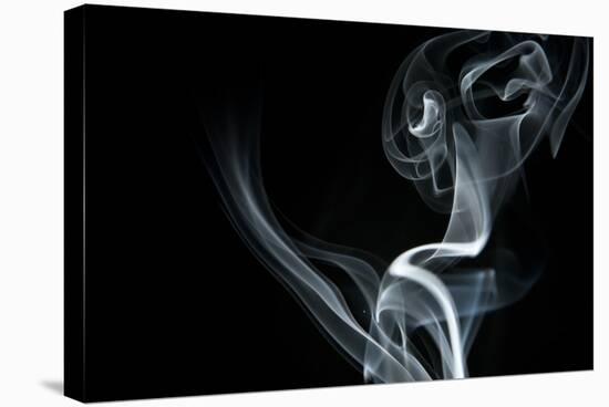 White Smoke Rising On Black Background-Ambient Ideas-Stretched Canvas