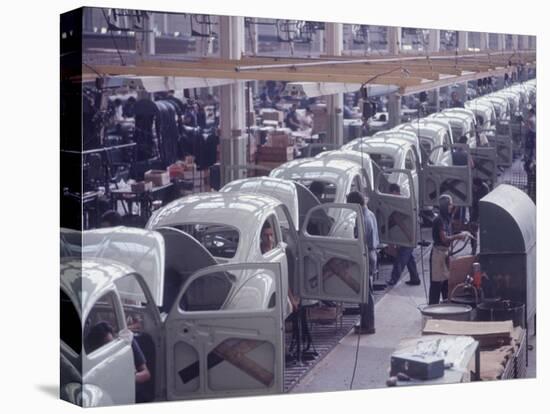 White Volkswagens Coming Down Assembly Line in Brazilian Factory-Paul Schutzer-Premier Image Canvas