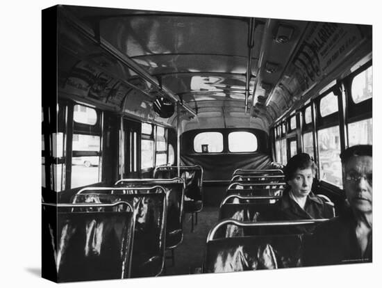 White Women Sitting Empty Bus During the Black Boycott of Bus Companies Throughout the City-Grey Villet-Premier Image Canvas