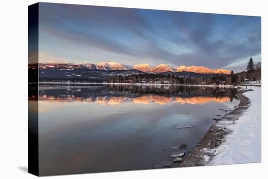 Whitefish Lake Reflecting Big Mountain in Winter Sunset, Montana, USA-Chuck Haney-Premier Image Canvas