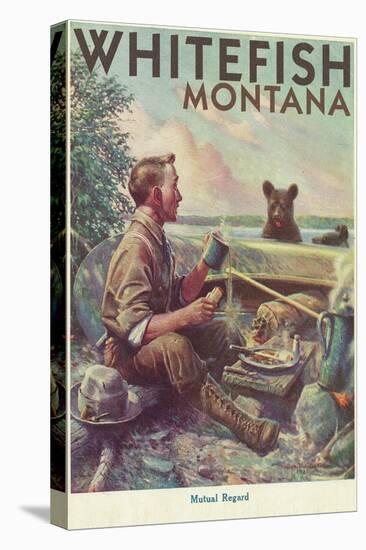 Whitefish, Montana - Man Cooking Breakfast at Camp - Poster-Lantern Press-Stretched Canvas