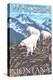 Whitefish, Montana - Mountain Goat Family-Lantern Press-Stretched Canvas