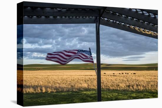 Whitman County, Lacrosse, Pioneer Stock Farm, View from Fran Jones Home of Flag and Pasture-Alison Jones-Premier Image Canvas