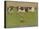 Who's Afraid, a Perky Little Dog Keeps an Eye on Three Cows-Cecil Aldin-Premier Image Canvas