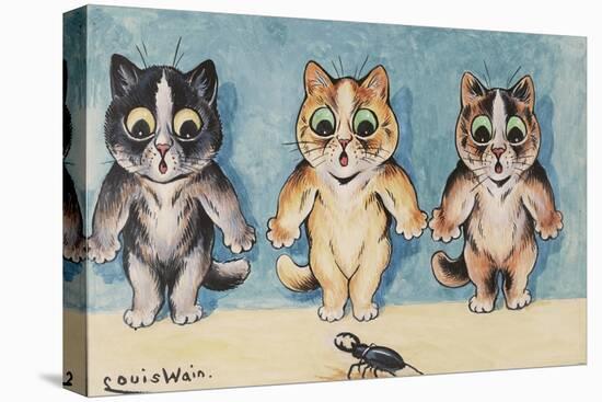 Who's Afraid of a Big Black Stag Beetle? (W/C & Gouache on Paper)-Louis Wain-Premier Image Canvas