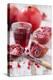 Whole and Sliced Pomegranates, Knives, Glass with Pomegranate Juice-Jana Ihle-Premier Image Canvas