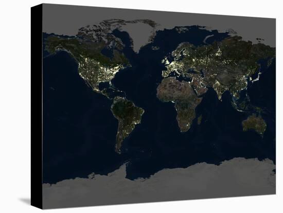 Whole Earth At Night, Satellite Image-PLANETOBSERVER-Premier Image Canvas