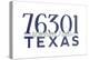 Wichita Falls, Texas - 76301 Zip Code (Blue)-Lantern Press-Stretched Canvas