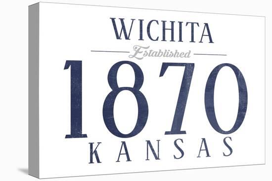 Wichita, Kansas - Established Date (Blue)-Lantern Press-Stretched Canvas