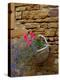 Wicker Basket of Flowers on Limestone Building, Burgundy, France-Lisa S. Engelbrecht-Premier Image Canvas