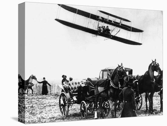 Wilbur Wright with His Plane in Flight at Pau in France, February 1909-null-Premier Image Canvas