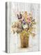 Wild Flowers in Vase II on Barn Board-Cheri Blum-Stretched Canvas