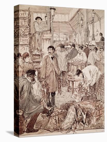 Wild Game Auction at Les Halles, Paris, France, 19th Century-null-Premier Image Canvas