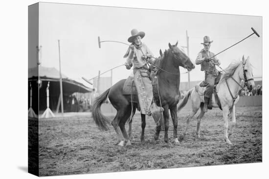 Wild West Polo Played By Cowboys on Horses at Coney Island-null-Stretched Canvas