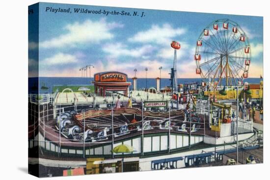 Wildwood-by-the-Sea, New Jersey - View of Playland Amusement Park-Lantern Press-Stretched Canvas