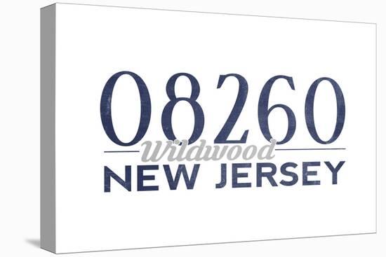 Wildwood, New Jersey - 08260 Zip Code (Blue)-Lantern Press-Stretched Canvas