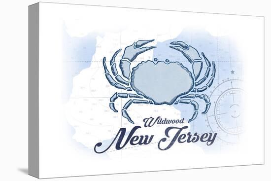 Wildwood, New Jersey - Crab - Blue - Coastal Icon-Lantern Press-Stretched Canvas