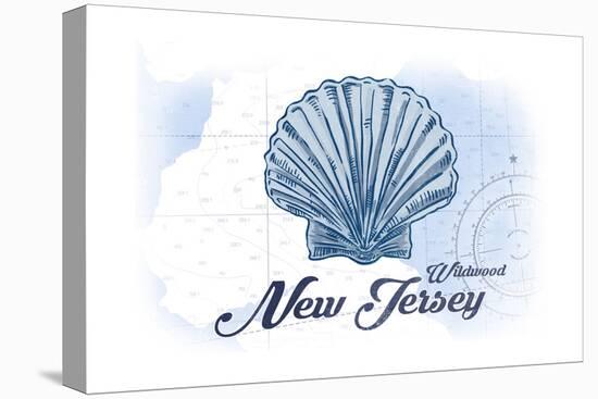 Wildwood, New Jersey - Scallop Shell - Blue - Coastal Icon-Lantern Press-Stretched Canvas