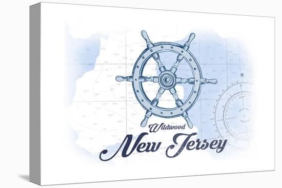 Wildwood, New Jersey - Ship Wheel - Blue - Coastal Icon-Lantern Press-Stretched Canvas