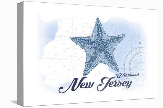 Wildwood, New Jersey - Starfish - Blue - Coastal Icon-Lantern Press-Stretched Canvas