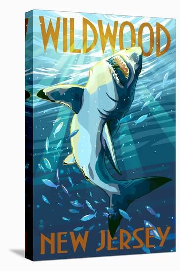 Wildwood, New Jersey - Stylized Shark-Lantern Press-Stretched Canvas