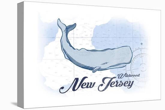 Wildwood, New Jersey - Whale - Blue - Coastal Icon-Lantern Press-Stretched Canvas