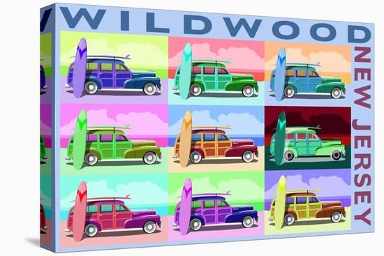 Wildwood, New Jersey - Woody Pop Art-Lantern Press-Stretched Canvas