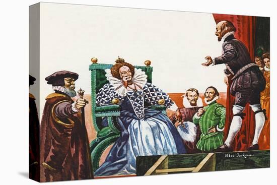 William Shakespeare Presenting One of His Plays to Queen Elizabeth I (Colour Litho)-Peter Jackson-Premier Image Canvas