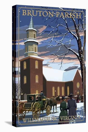Williamsburg, Virginia - Bruton Parish in Snow-Lantern Press-Stretched Canvas