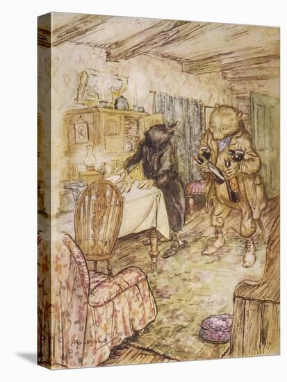 Willows, Rat and Beer-Arthur Rackham-Stretched Canvas
