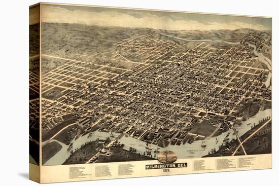 Wilmington, Delaware - Panoramic Map-Lantern Press-Stretched Canvas